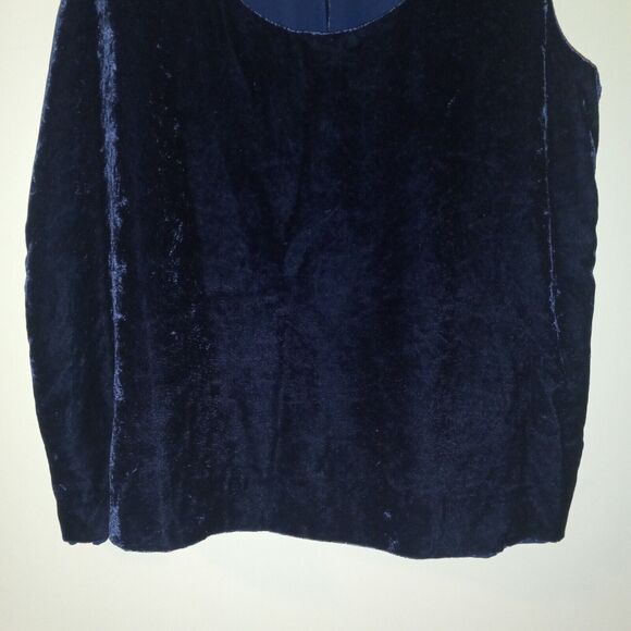 J Crew Rift Velvet Tank-Size 6-Navy-Lined-Layer-Keyhole Back-Holiday-Whimsygoth - Picture 4 of 10
